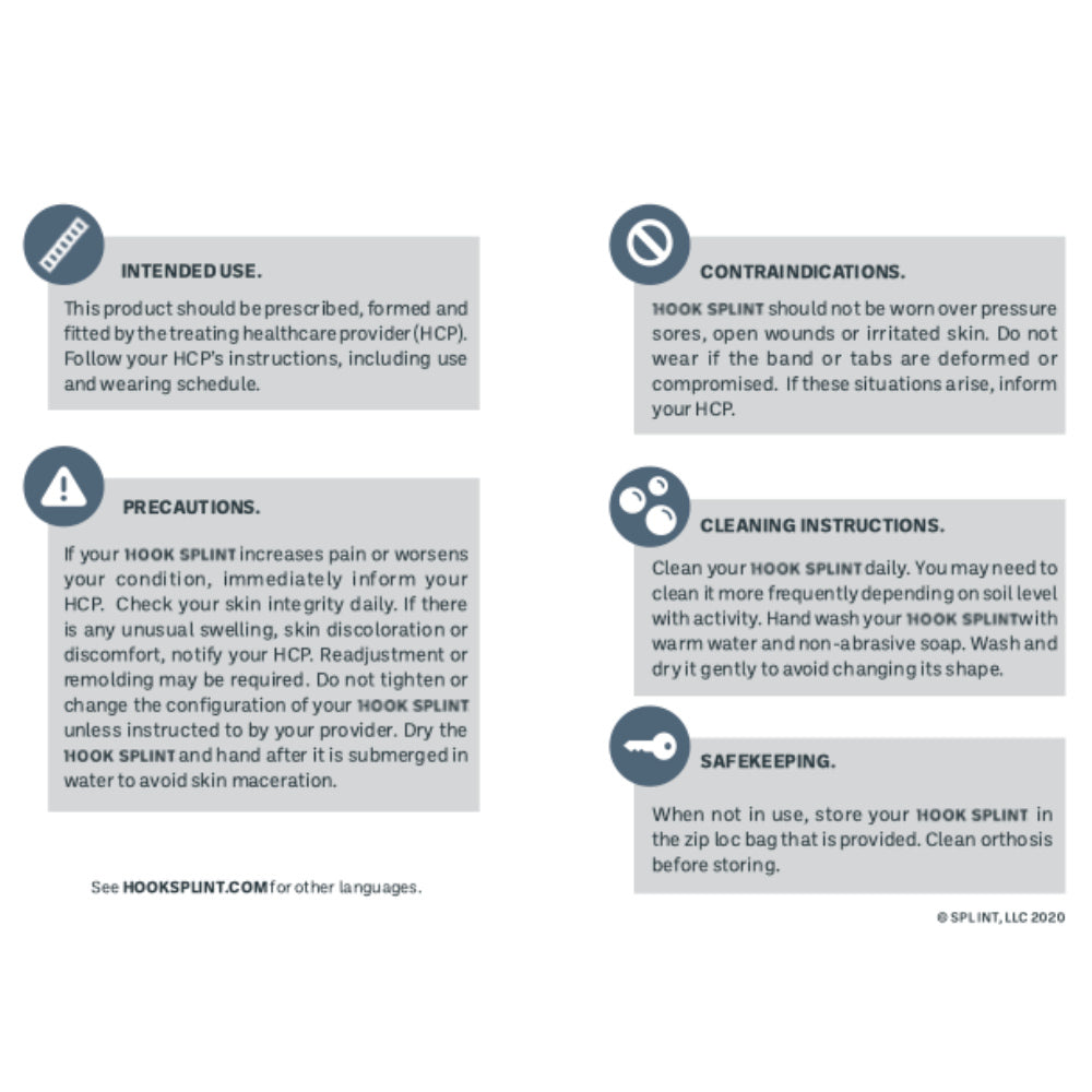 Hook Splint Patient Instructions